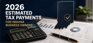 2026 estimated tax payments for Indiana business owners with calculator and financial reports
